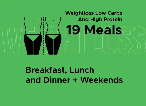Weightloss Low Carbs and High Protein: Breakfast, Lunch, and Dinner + Weekends (19 Meals)